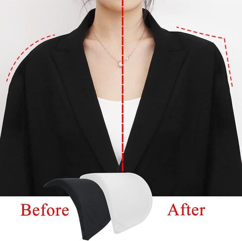 MiDube® Thickness 2cm / 0.78inch Foam Shoulder Pads Set Polyester Pad for Women Men Teens Sewing Accessories Clothes Set-in Shoulder Pads White and Black 2 Pairs in Saudi Arabia