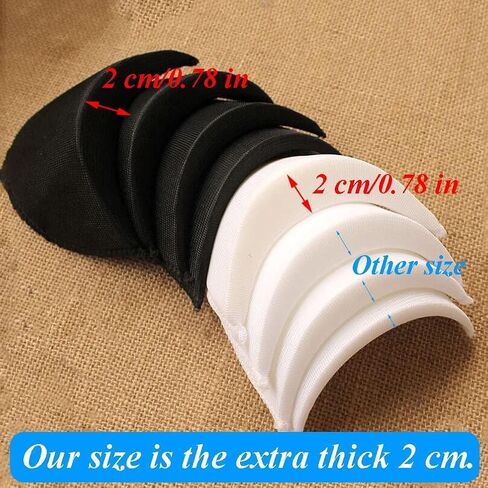 MiDube® Thickness 2cm / 0.78inch Foam Shoulder Pads Set Polyester Pad for Women Men Teens Sewing Accessories Clothes Set-in Shoulder Pads White and Black 2 Pairs in Saudi Arabia