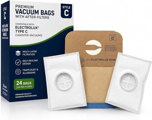 Premium Replacement Style C Bags For Electrolux Type C Canister Vacuums (24 Bags / 2 After-Filters) in Saudi Arabia