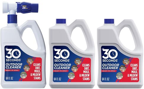 30 SECONDS Mold and Mildew Stain Remover | Outdoor Cleaner | Rapid Results, Cleans Algae, Dirt, and Grime from Fences, Siding, Concrete, Deck | 64 oz. Hose End Spray Bottle - 3 Pack in Kuwait
