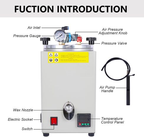 3L 350W Manual Wax Injection Machine, Digital Temperature Control Wax Injector (0-110) for Lost Wax Casting, Jewelry Moulds, Candle Making, Wax Seals & DIY Crafts(110V) in Kuwait