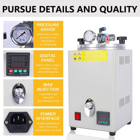 3L 350W Manual Wax Injection Machine, Digital Temperature Control Wax Injector (0-110) for Lost Wax Casting, Jewelry Moulds, Candle Making, Wax Seals & DIY Crafts(110V) in Kuwait