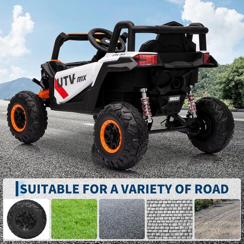 12V Kids Ride-On UTV Truck with Remote Control, 4WD/2WD Switchable, 4-Spring Suspension, EVA Tires, Safety Belt, Wireless Music & LED Lights for Ages 3-8 - Orange in Saudi Arabia