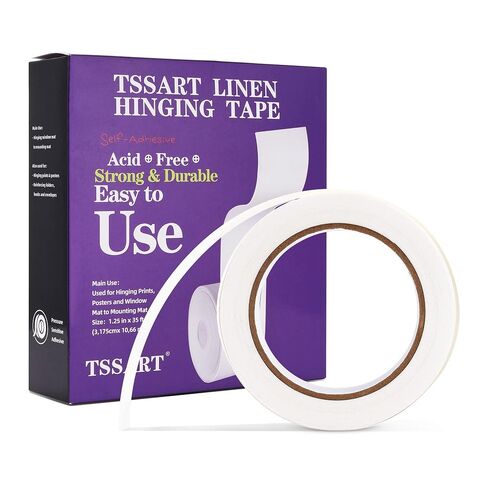 Linen Hinging Tape - Self-Adhesive Hinging Tape for Prints Matte Frames, Artwork Matting - Acid Free 1.25inch x 35ft in Kuwait