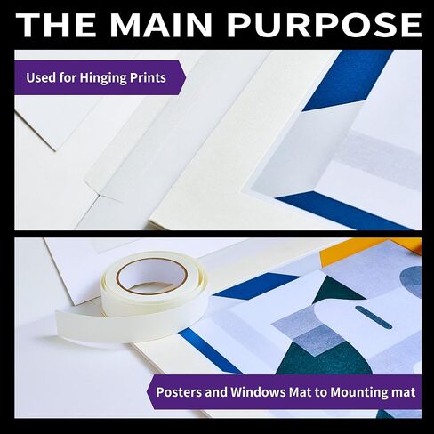 Linen Hinging Tape - Self-Adhesive Hinging Tape for Prints Matte Frames, Artwork Matting - Acid Free 1.25inch x 35ft in Kuwait
