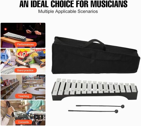 Foldable 30 Notes Glockenspiel Percussion Bell Kit with 2 Mallets, Shoulder Strap, Carrying Bag, for Kids, Students, Adults in Saudi Arabia