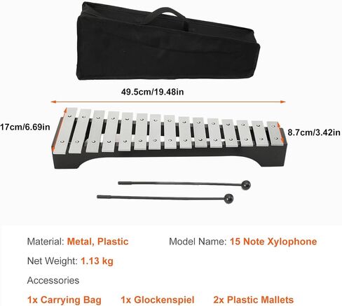 Foldable 30 Notes Glockenspiel Percussion Bell Kit with 2 Mallets, Shoulder Strap, Carrying Bag, for Kids, Students, Adults in Saudi Arabia