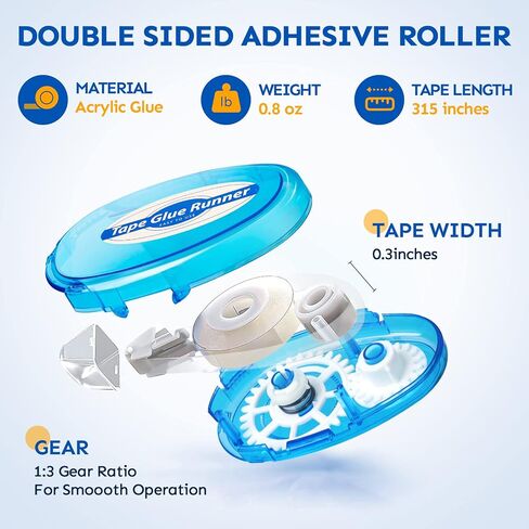 TMOL 12 Pack Scrapbook Tape, 26 Ft x 0.31 in Double Sided Tape Roller, Permanent Adhesive Tape Dispenser Runner, Photo-Safe Glue Tape Roller for Scrapbooking, Crafts and Arts Projects, Smooth & Clean in Saudi Arabia