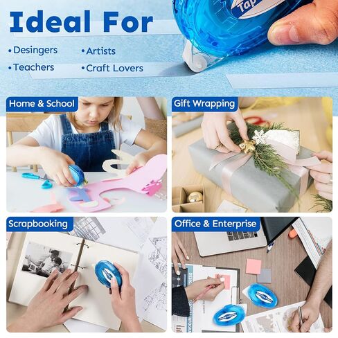 TMOL 12 Pack Scrapbook Tape, 26 Ft x 0.31 in Double Sided Tape Roller, Permanent Adhesive Tape Dispenser Runner, Photo-Safe Glue Tape Roller for Scrapbooking, Crafts and Arts Projects, Smooth & Clean in Saudi Arabia