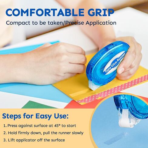 TMOL 12 Pack Scrapbook Tape, 26 Ft x 0.31 in Double Sided Tape Roller, Permanent Adhesive Tape Dispenser Runner, Photo-Safe Glue Tape Roller for Scrapbooking, Crafts and Arts Projects, Smooth & Clean in Saudi Arabia