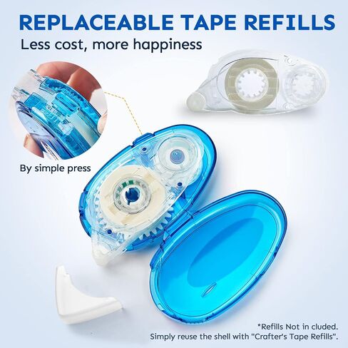 TMOL 12 Pack Scrapbook Tape, 26 Ft x 0.31 in Double Sided Tape Roller, Permanent Adhesive Tape Dispenser Runner, Photo-Safe Glue Tape Roller for Scrapbooking, Crafts and Arts Projects, Smooth & Clean in Saudi Arabia