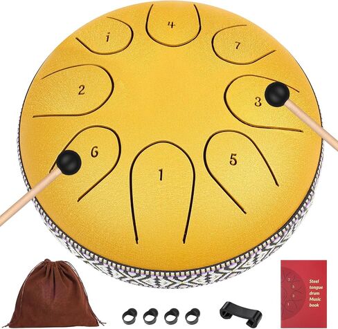 AKLOT طبلة اللسان الفولاذية 10 بوصات 11 ملاحظة - أدوات الإيقاع - طبل خزان HandPan مفتاح C مع ملصقات مطرقة الطبل وملصقات أصابع وحقيبة أزعج in Kuwait