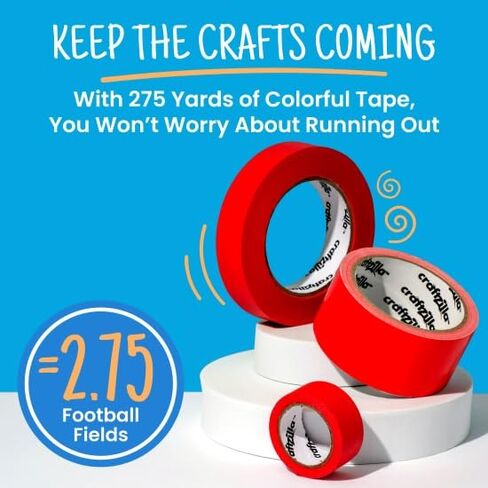 Craftzilla Colored Masking Tape, 11Rolls 275 Yards Total, for Arts & Craft in Kuwait
