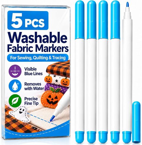 Fabric Markers for Sewing, 5 Pack Blue Washable Water Soluble Fabric Pens in Saudi Arabia