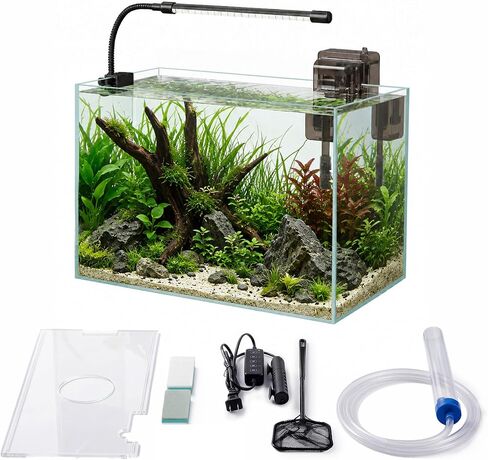 2.5 Gallon Nano Aquarium Starter Kit, Rimless Glass Fish Tank in Kuwait