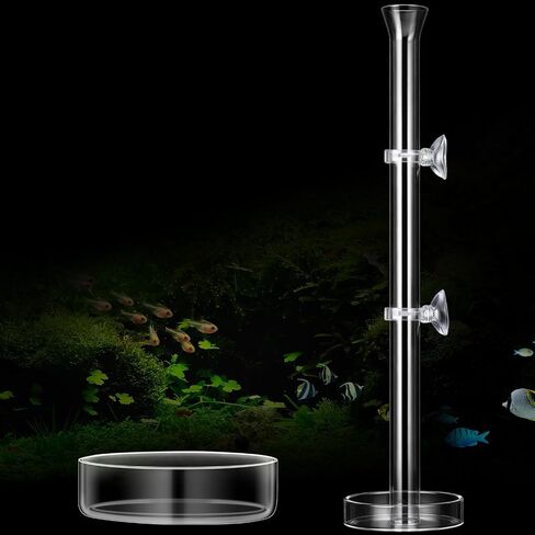 CHENGU 3 قطع أنبوب تغذية الروبيان ومجموعة أطباق، 10 بوصة أنبوب تغذية الروبيان الزجاجي و2 وعاء طبق حوض السمك لوازم تغذية خزان الأسماك لحوض السمك in Kuwait