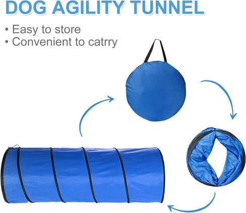 Dog Agility Tunnel 2-Pack 71"x22" with Stakes & Stop Grid for Training in Kuwait