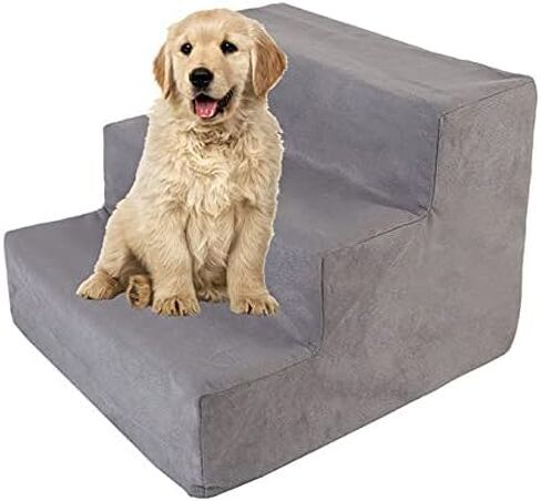 U/D Pet Stairs Dogs, Dog Stairs for Small Dogs Pet Bed Ladder Pet Dog Cat 3-4 Steps Ladder, Portable Washable, Multiple Colour,Gray,40x38x30cm in Kuwait
