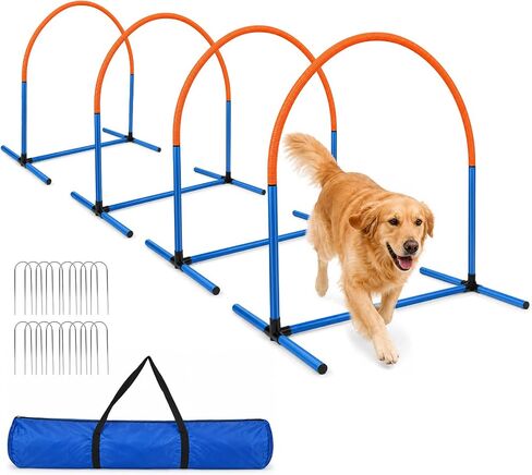 Dog Agility Arch Tunnel Set with Hoops & Ground Stakes in Kuwait
