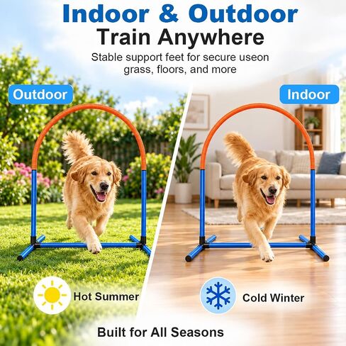 Dog Agility Arch Tunnel Set with Hoops & Ground Stakes in Kuwait