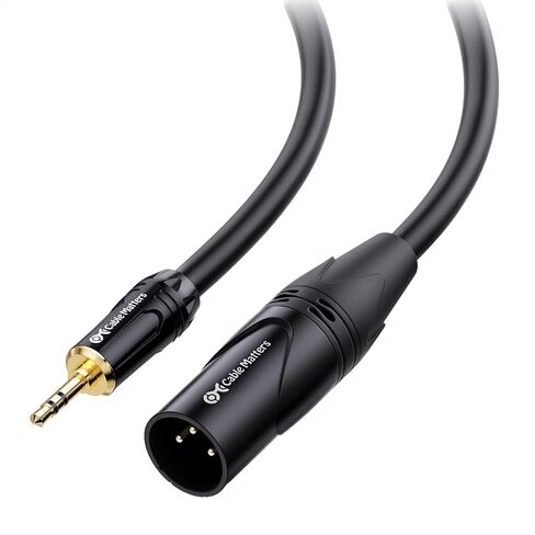 كابل ماترز 3.5 ملم إلى كابل XLR، ذكر إلى ذكر، 3 أقدام | كابل XLR إلى 1/8 بوصة، متوافق مع iPod، ومشغل MP3، والكمبيوتر المحمول، ومسجل الصوت، وليس لاستخدام الميكروفون، أسود in Kuwait