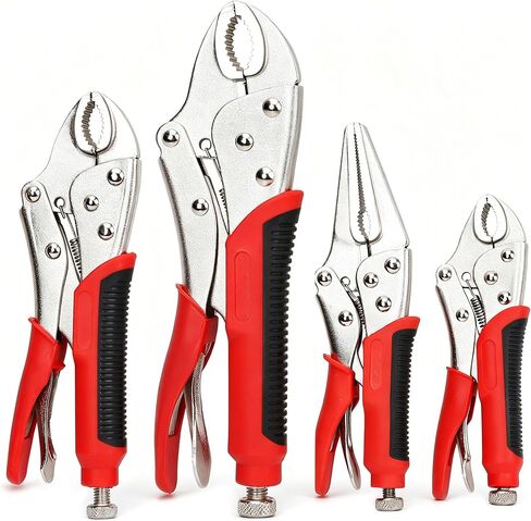 FASTPRO 4-Piece Locking Pliers Set With Heavy Duty Grip, 5", 7" and 10" Curved Jaw Locking Pliers, 6-1/2" Long Nose Locking Pliers Included, Vise Grip Wrench Set in Kuwait