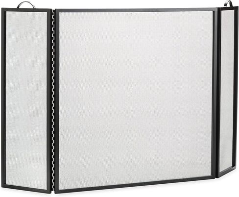 Plow & Hearth 3 Panel Flatguard Fireplace Screen, 50" W x 30" H, Black in Kuwait
