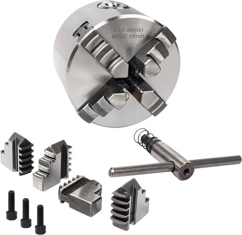 RATTMMOTOR 4-Jaw K12-80mm Self-centering Linkage Lathe Chuck with Chuck Wrench for CNC Router Engraving Milling Machine in Kuwait