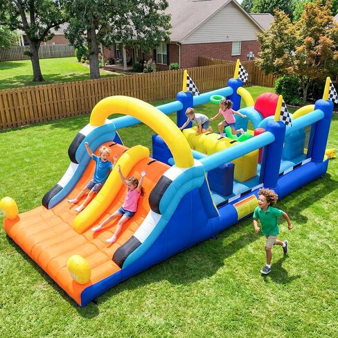 Hapfan Inflatable Bounce House Obstacle Course with Wide Slide,750W Blower in Saudi Arabia