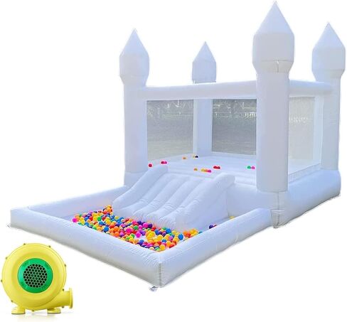 iLink-outer White Bounce House for Kids Without Air Blower（Not Include Air Blower） 13x8x8FT Oxford White Bouncy House with Slide & Ball Pit, Perfect for Parties & Events,Safe and Fun for All Ages in Kuwait