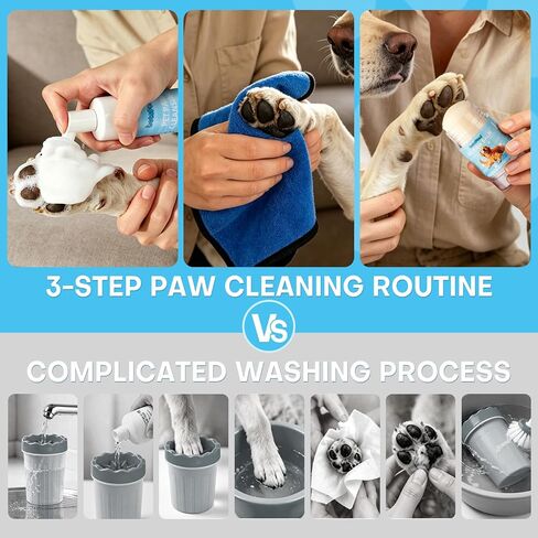 Dog Paw Cleaner Kit with Balm, Towel & 3 Soft Silicone Brushes in Kuwait