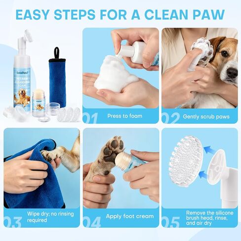 Dog Paw Cleaner Kit with Balm, Towel & 3 Soft Silicone Brushes in Kuwait