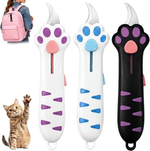 3PCS Cat Paw Box Cutter, Retractable Cat Claw Box Cutter, Safe Package Opener Tool for Home and Office Use, Ergonomic Silicone Handle Design in Kuwait