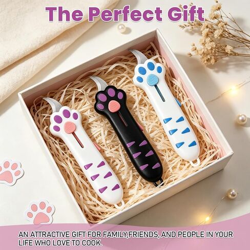 3PCS Cat Paw Box Cutter, Retractable Cat Claw Box Cutter, Safe Package Opener Tool for Home and Office Use, Ergonomic Silicone Handle Design in Kuwait