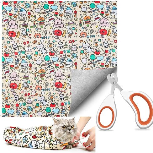 27.6‘’ Cat Grooming Wrap for Cutting Nails, Self-Adhesive Calm Cat Swaddle in Saudi Arabia