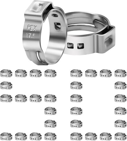 1/2in / 3/4in PEX Cinch Clamps، 50/100/200 حزمة من الفولاذ المقاوم للصدأ مشابك خرطوم أذن واحدة، PEX Fitting Clamps، PEX Cinch Crimp Rings Pinch Clamps لتجهيزات أنابيب PEX (1/2in، 100 Pack) in Kuwait