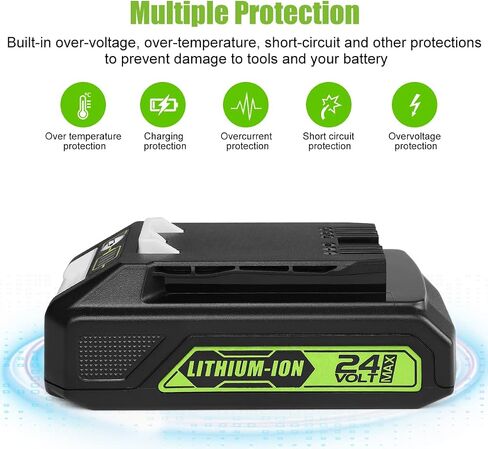 energup 2Pack Replacement Greenworks 24V Lithium Battery 3.5Ah 29842 29852 29322 BAG709 BAG710 20352 22232 2508302 for Greenworks 2X24V (48V) + 2Port 29862 Charger for G-24 Greenworks 24V Battery in Kuwait