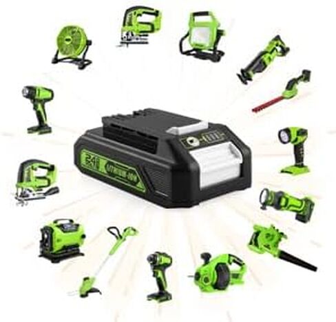energup 2Pack Replacement Greenworks 24V Lithium Battery 3.5Ah 29842 29852 29322 BAG709 BAG710 20352 22232 2508302 for Greenworks 2X24V (48V) + 2Port 29862 Charger for G-24 Greenworks 24V Battery in Kuwait