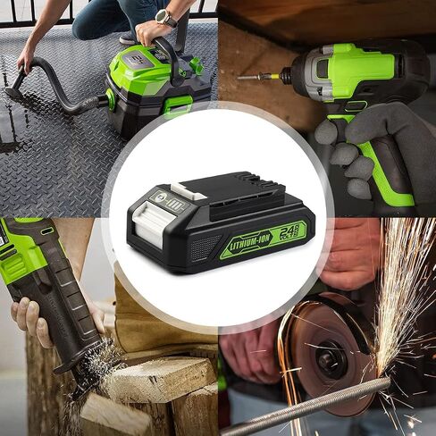 energup 2Pack Replacement Greenworks 24V Lithium Battery 3.5Ah 29842 29852 29322 BAG709 BAG710 20352 22232 2508302 for Greenworks 2X24V (48V) + 2Port 29862 Charger for G-24 Greenworks 24V Battery in Kuwait