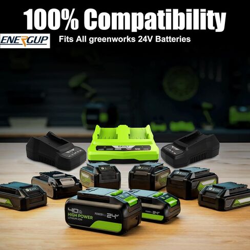 energup 2Pack Replacement Greenworks 24V Lithium Battery 3.5Ah 29842 29852 29322 BAG709 BAG710 20352 22232 2508302 for Greenworks 2X24V (48V) + 2Port 29862 Charger for G-24 Greenworks 24V Battery in Kuwait