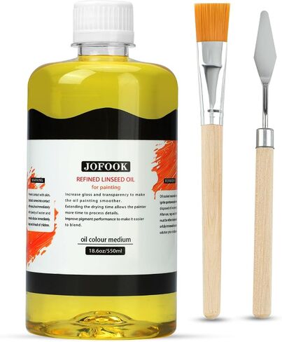 JOFOOK Refined Linseed Oil 550ml – Thinner Medium for Oil Painting & Art in Kuwait
