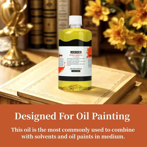 JOFOOK Refined Linseed Oil 550ml – Thinner Medium for Oil Painting & Art in Kuwait