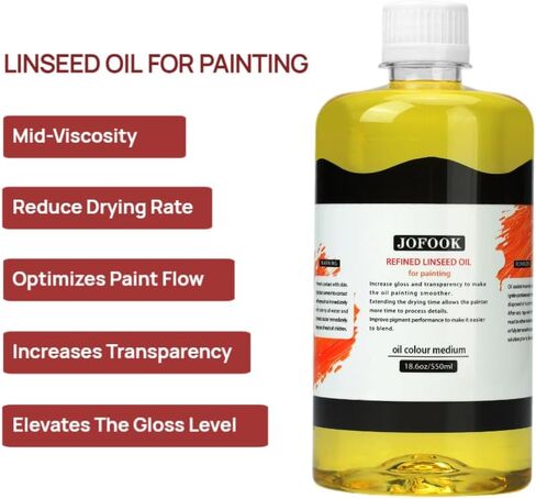 JOFOOK Refined Linseed Oil 550ml – Thinner Medium for Oil Painting & Art in Kuwait