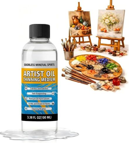 Odorless Mineral Spirits 100ml, Premium Paint Thinner for Oil Painting, Artist-Grade Odor-Free Solvent for Thinning Oil Colors, Cleaning Brushes & Mixing Pigments, Professional Oil Painting Supplies in Saudi Arabia