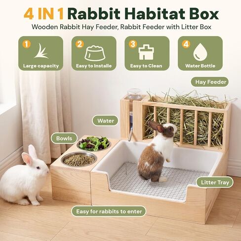 4-in-1 Rabbit Litter Box with Hay Feeder, Bunny Toilet in Saudi Arabia