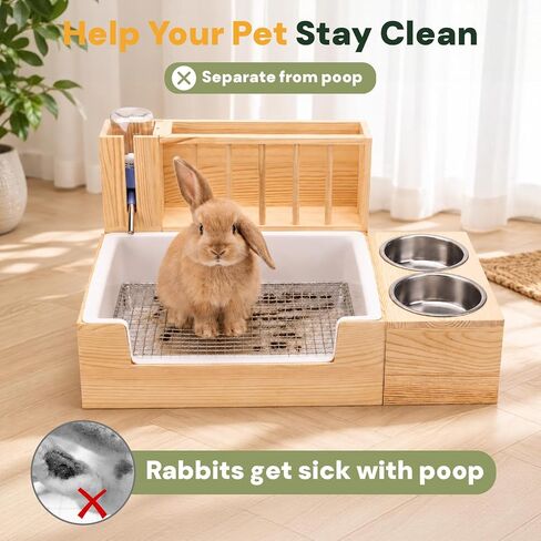 4-in-1 Rabbit Litter Box with Hay Feeder, Bunny Toilet in Saudi Arabia