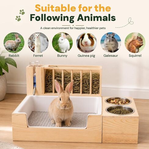4-in-1 Rabbit Litter Box with Hay Feeder, Bunny Toilet in Saudi Arabia