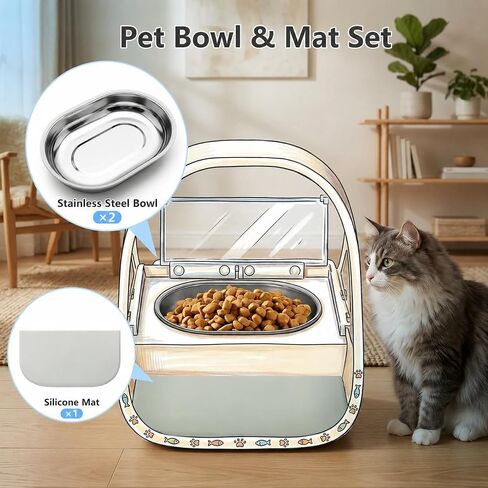 Stainless Steel Bowl for Automatic Pet Feeder, SUS 304, 2 Bowls with 1 Mat in Kuwait