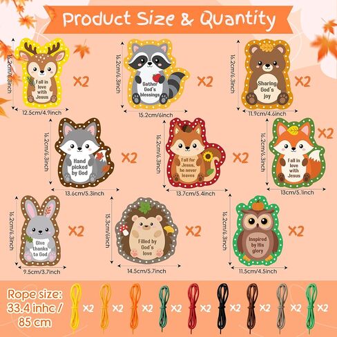 X1zuue Kids Lacing Cards, Fall Animal Sewing Card Kit, Religious Lacing Toy in Kuwait