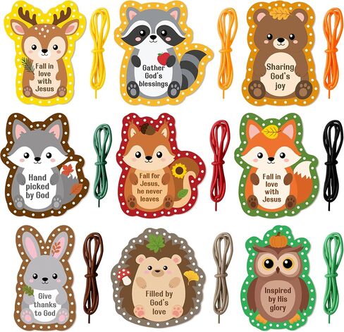 X1zuue Kids Lacing Cards, Fall Animal Sewing Card Kit, Religious Lacing Toy in Kuwait